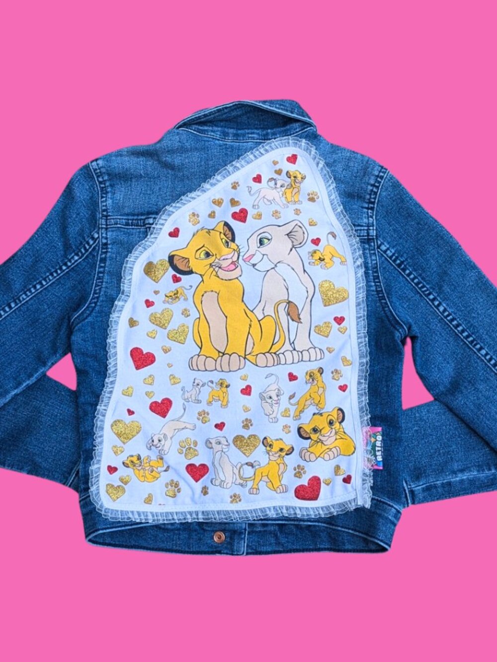 The Lion King Upcycled T-Shirt Denim Jacket Size 8-9 Years Old